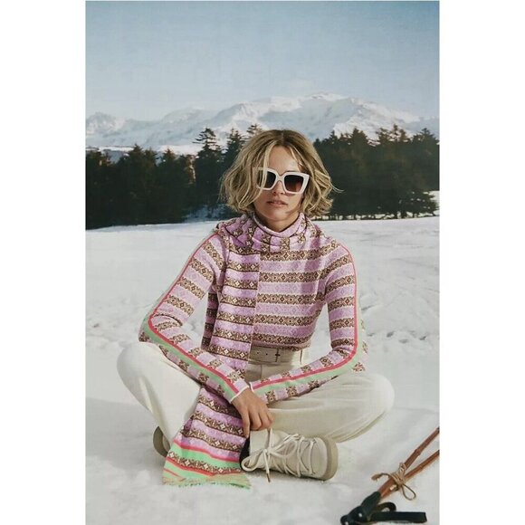 Maeve Sweaters - Maeve Anthropologie Ski Slope Nordic Turtleneck Sweater Pink Tan Size Medium